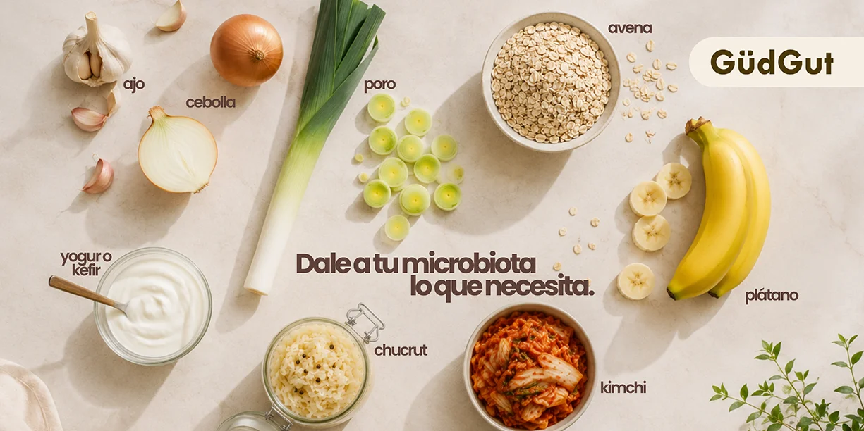 Alimentos que aportan fibra, prebióticos y nutrientes para cuidar la microbiota intestinal
